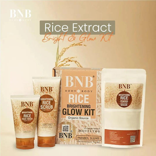 BNB 3 in 1 Rice Extract & Glow Kit ~ Rice Face Wash + Rice Scrub + Rice Face Mask
