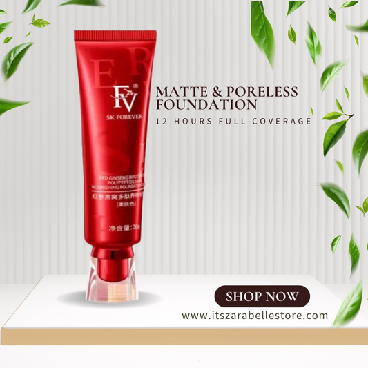 Matte & Poreless Foundation - High Coverage Liquid Makeup in Natural Red
